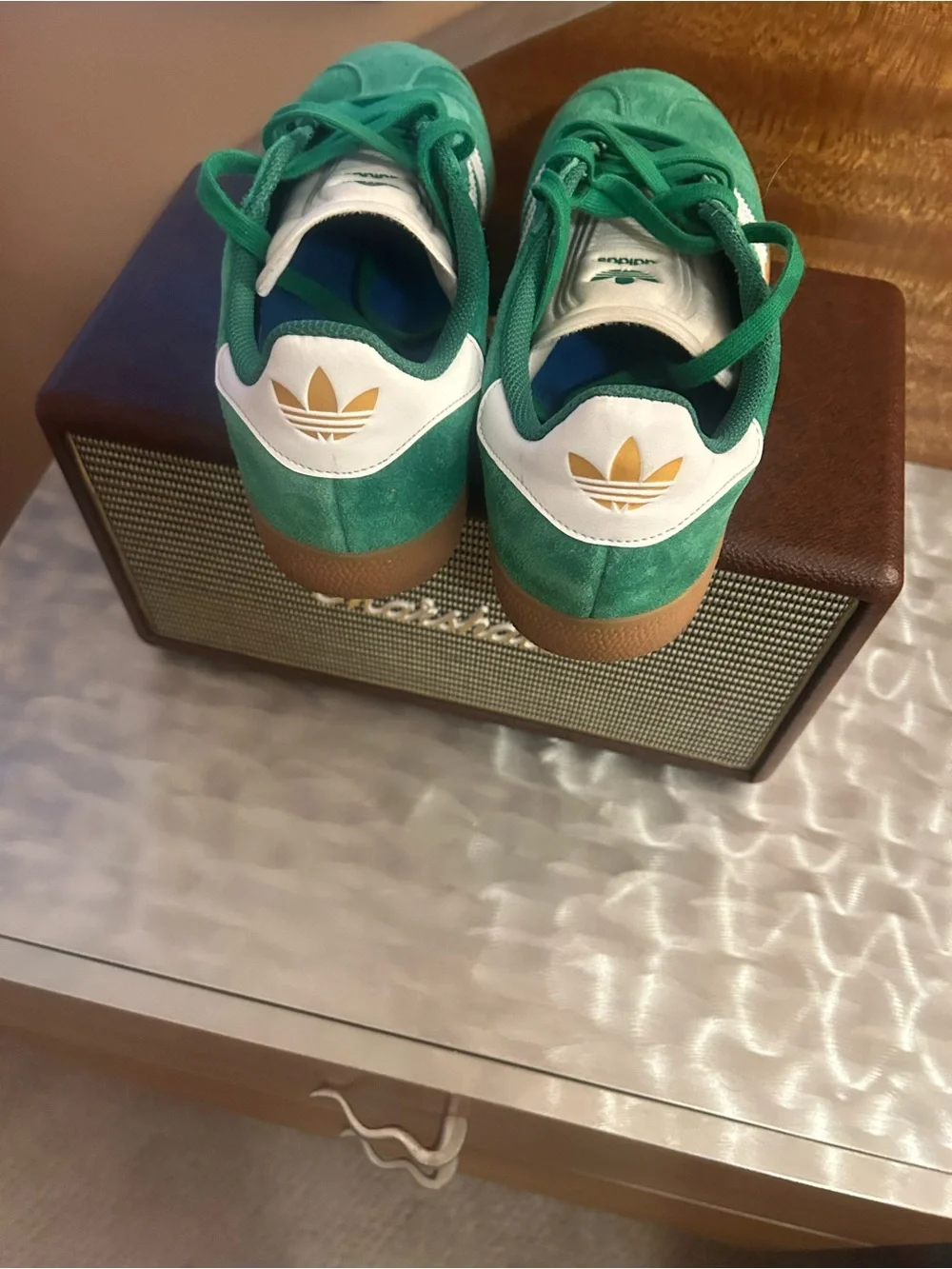adidas Men's Gazelle Suede Sneakers in Green and White